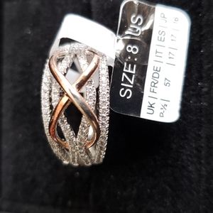 Jeulia Two Tone Infinity Silver Womens Band